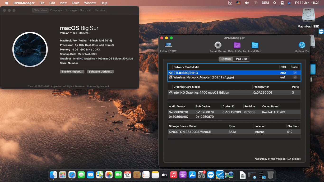 Success Hackintosh macOS Big Sur 11.6.1 Build 20G224 in Acer Aspire E5-471-356A